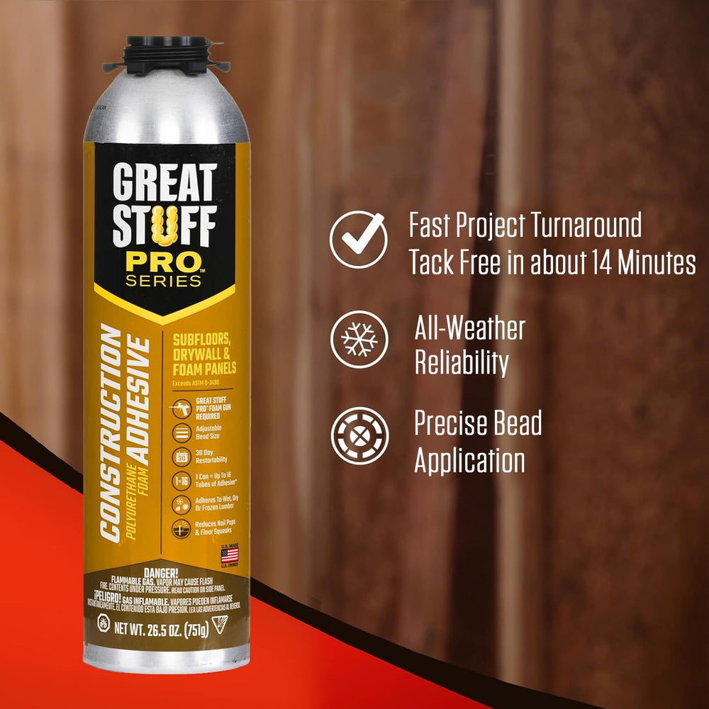 GREAT STUFF PRO Construction Adhesive for Wall & Floor - 26.5oz Polyureth...