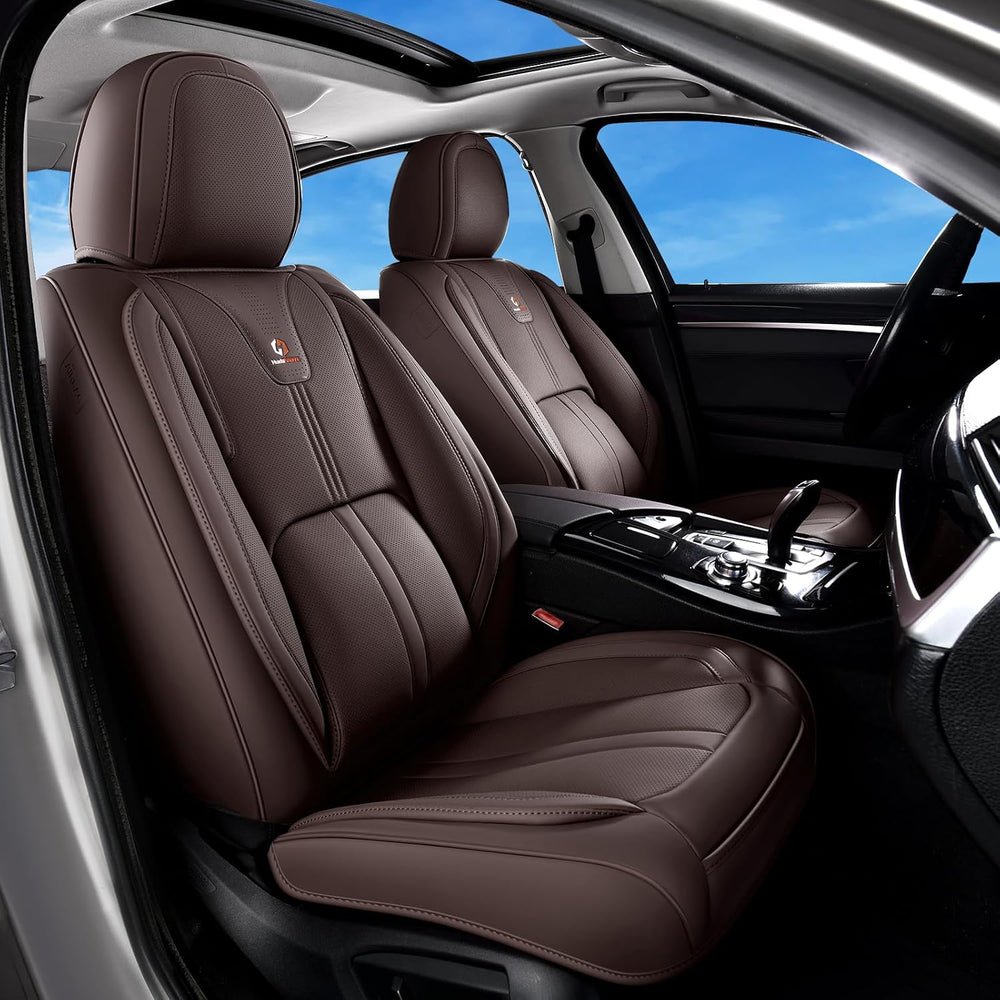 Huidasource Coffee Seat Covers Luxury Nappa Leather, Car Seat Cover with Velc...