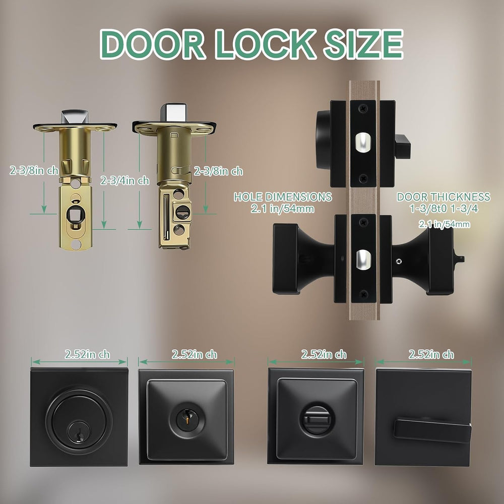 Exterior Door Knob with Deadbolt Set, Matte Black Door Knob with Deadbolt for...