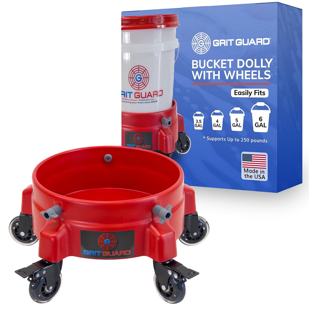Grit Guard Bucket Dolly with Wheels - Rolling Detailing Wash Bucket with 5 Wh...