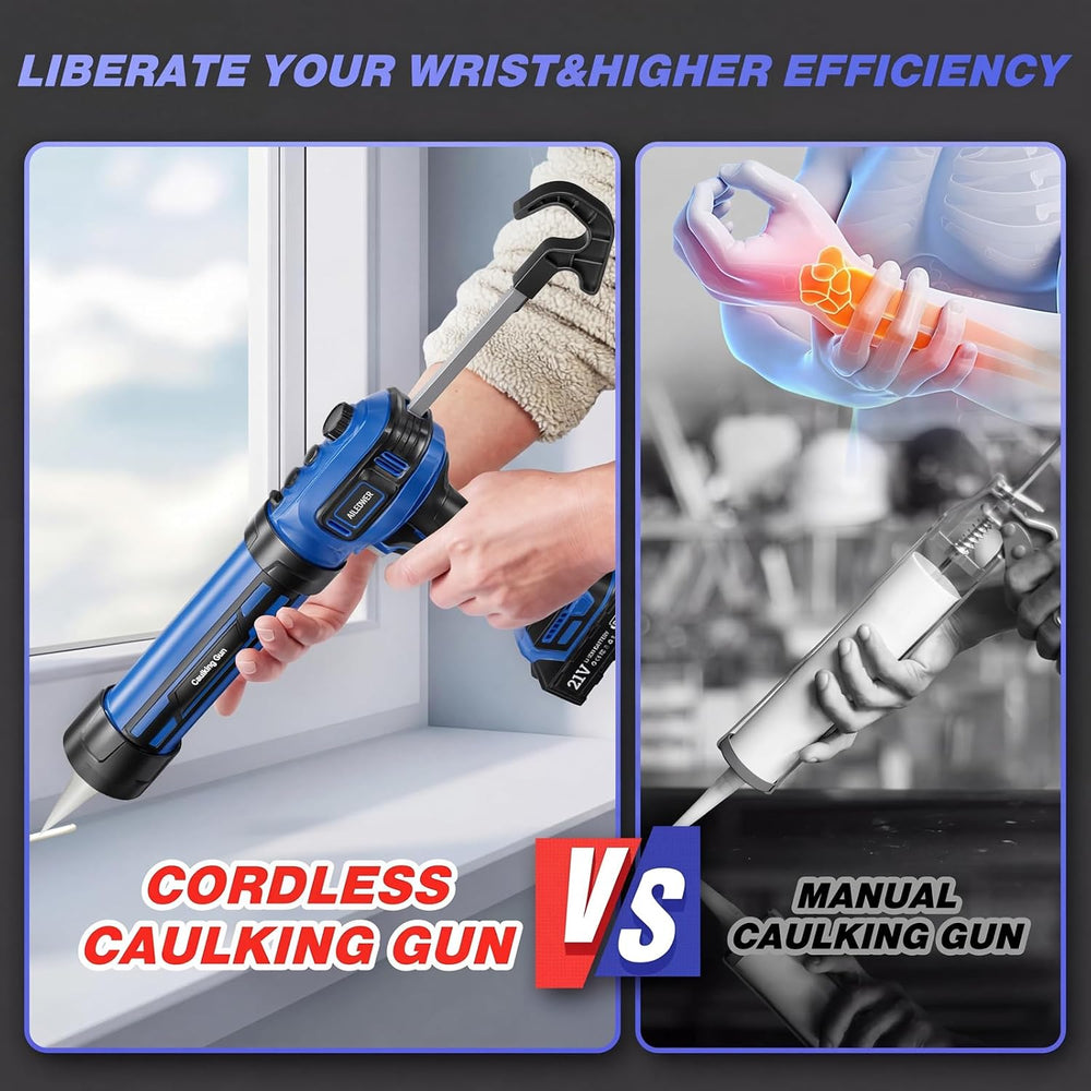 Cordless Caulking Gun, Battery Powered Caulk Gun, Electric Caulking Gun w/2 x...