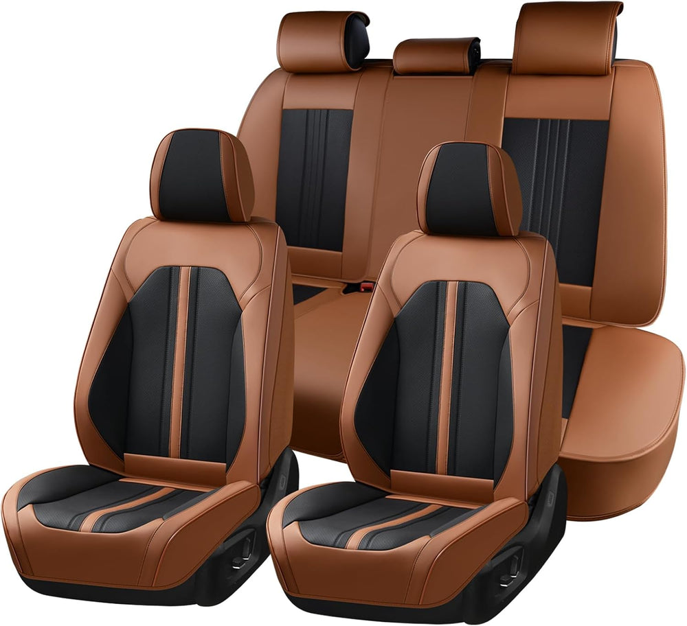 Huidasource Car Seat Covers Full Set, Luxury Faux Leather Seat Covers, Velcro...