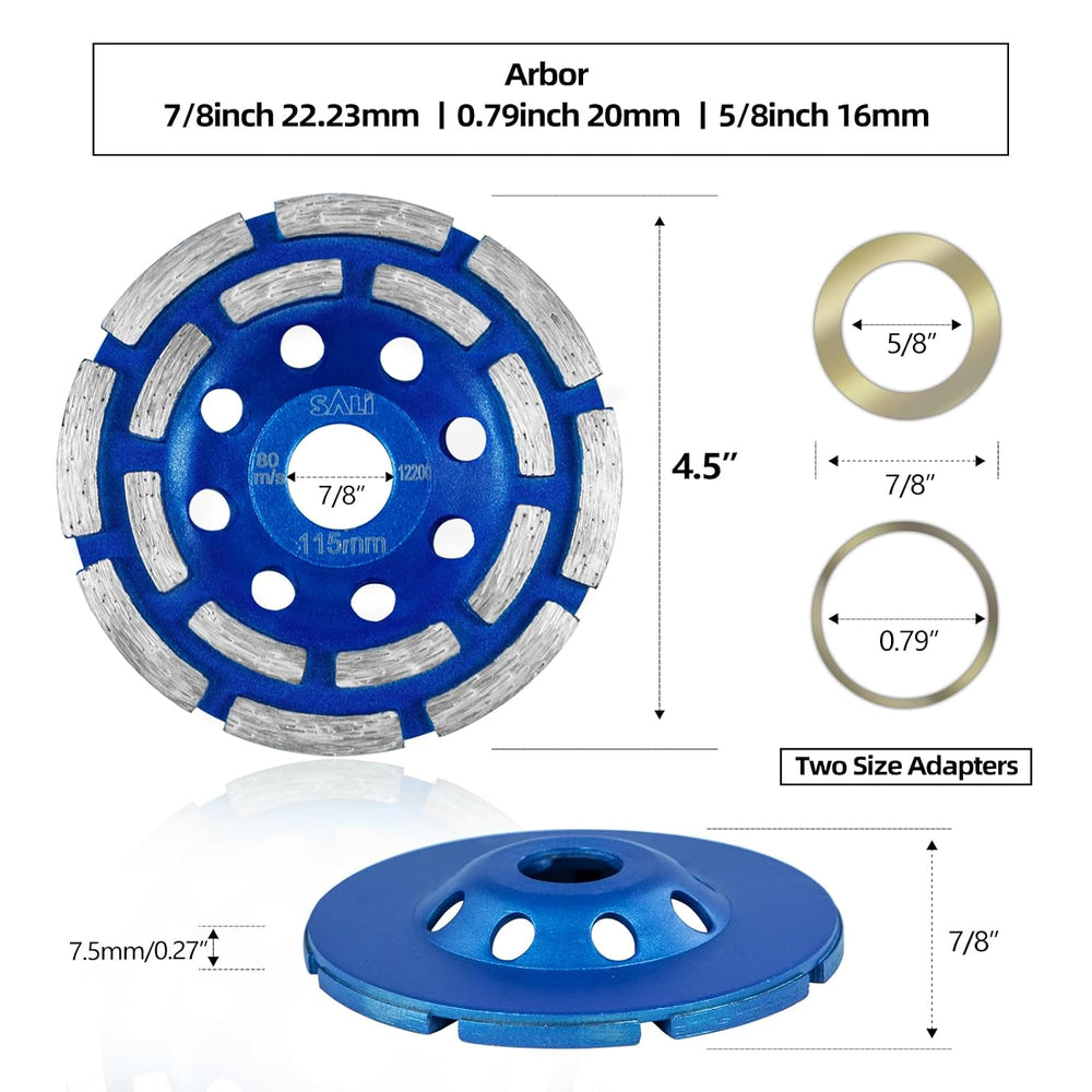 SALI 5pcs Diamond Concrete Grinding Wheel 4 1/2 inch for Polishing and Cleani...