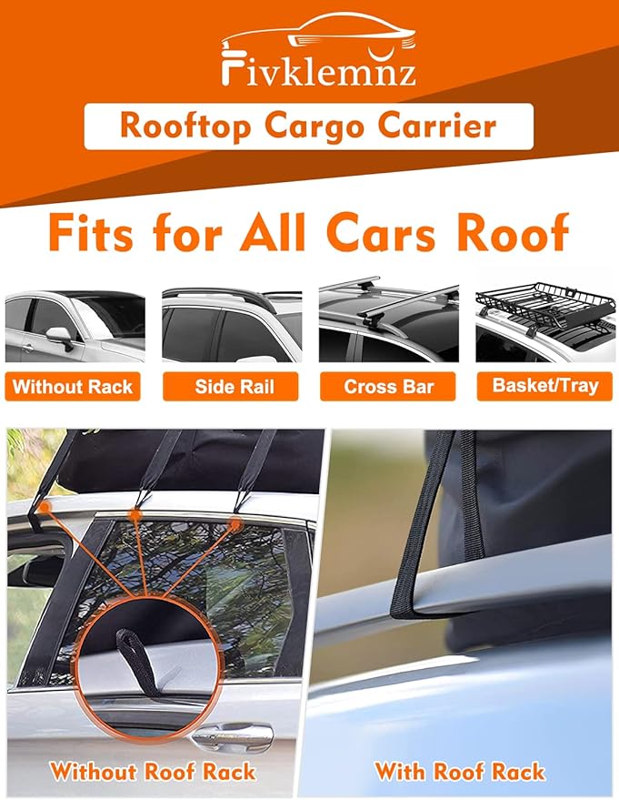 FIVKLEMNZ 21 Cubic Car Rooftop Cargo Carrier Roof Bag Waterproof
