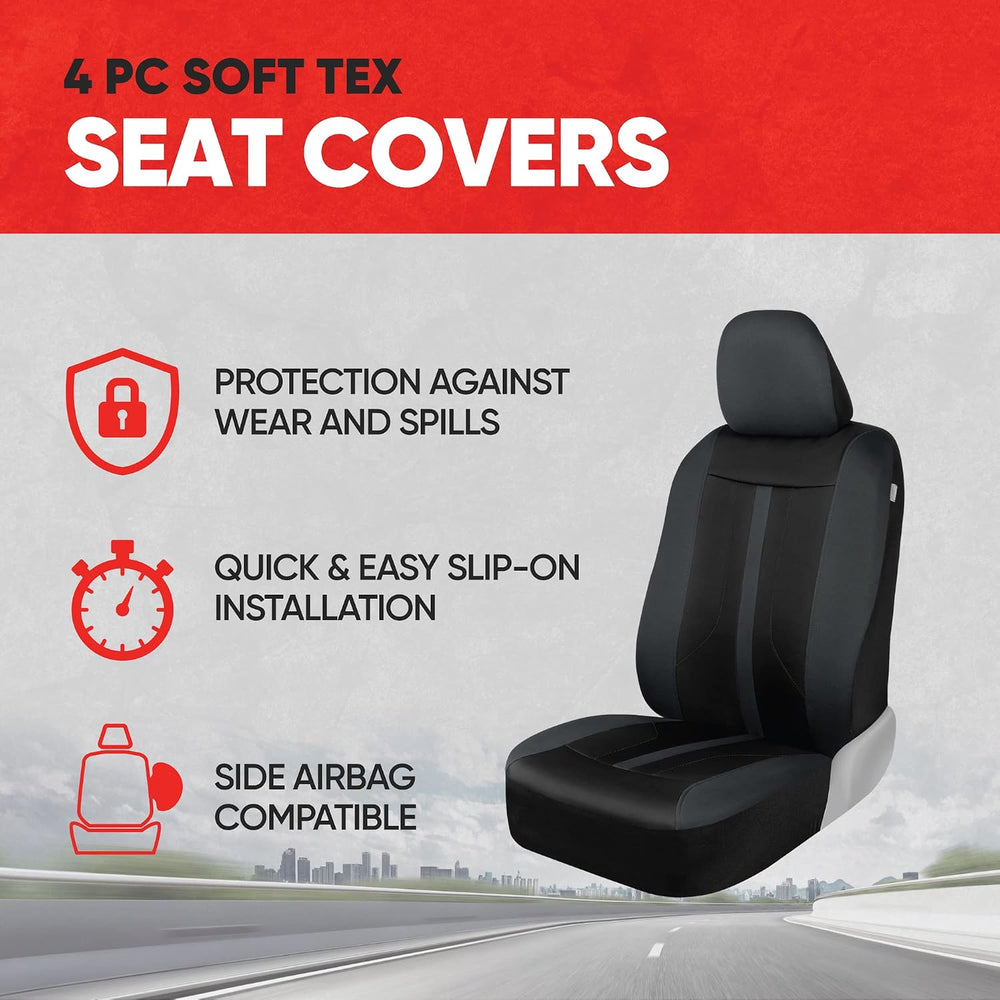 Motor Trend Gray Cloth Car Seat Covers for Front Seats – Premium Automotive B...
