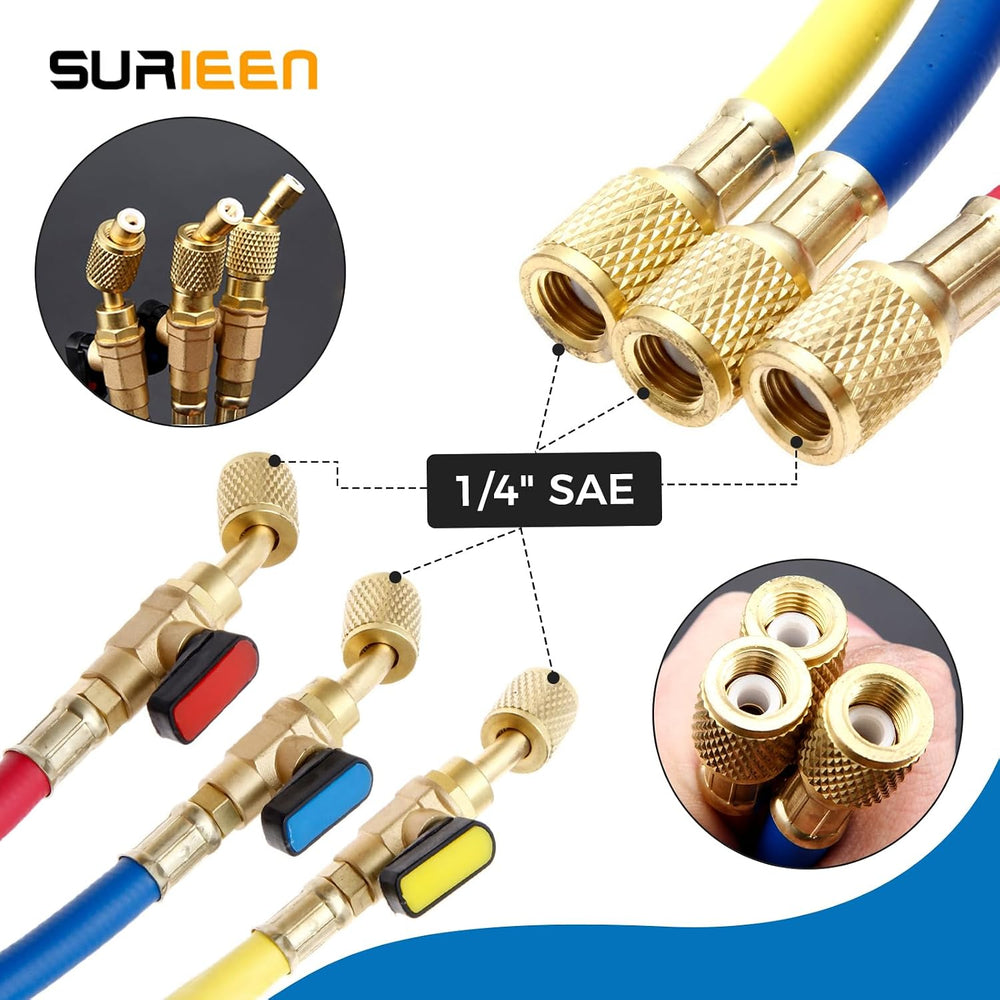 Refrigerant Charging Hose with Ball Valves for R410A R134A