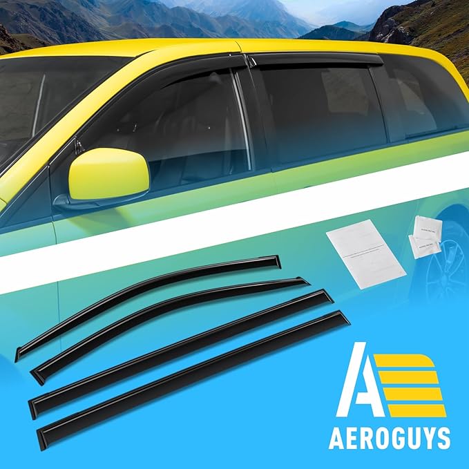 Extra Durable Window Deflectors Tape-On Window Visors Rain Guards Fit (4pcs)