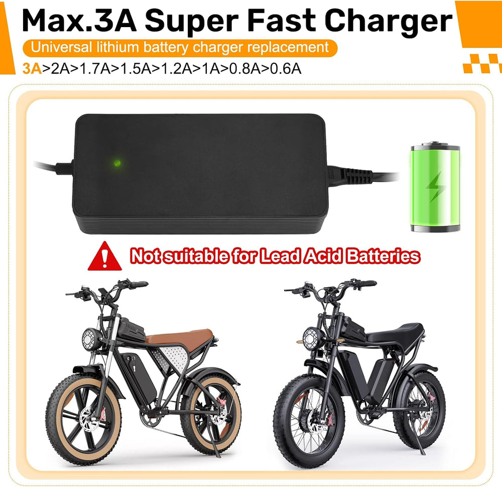 UL Certified Upgraded Fast Charging 3-Pin 48V 3A Battery Charger for Q20 Rids...
