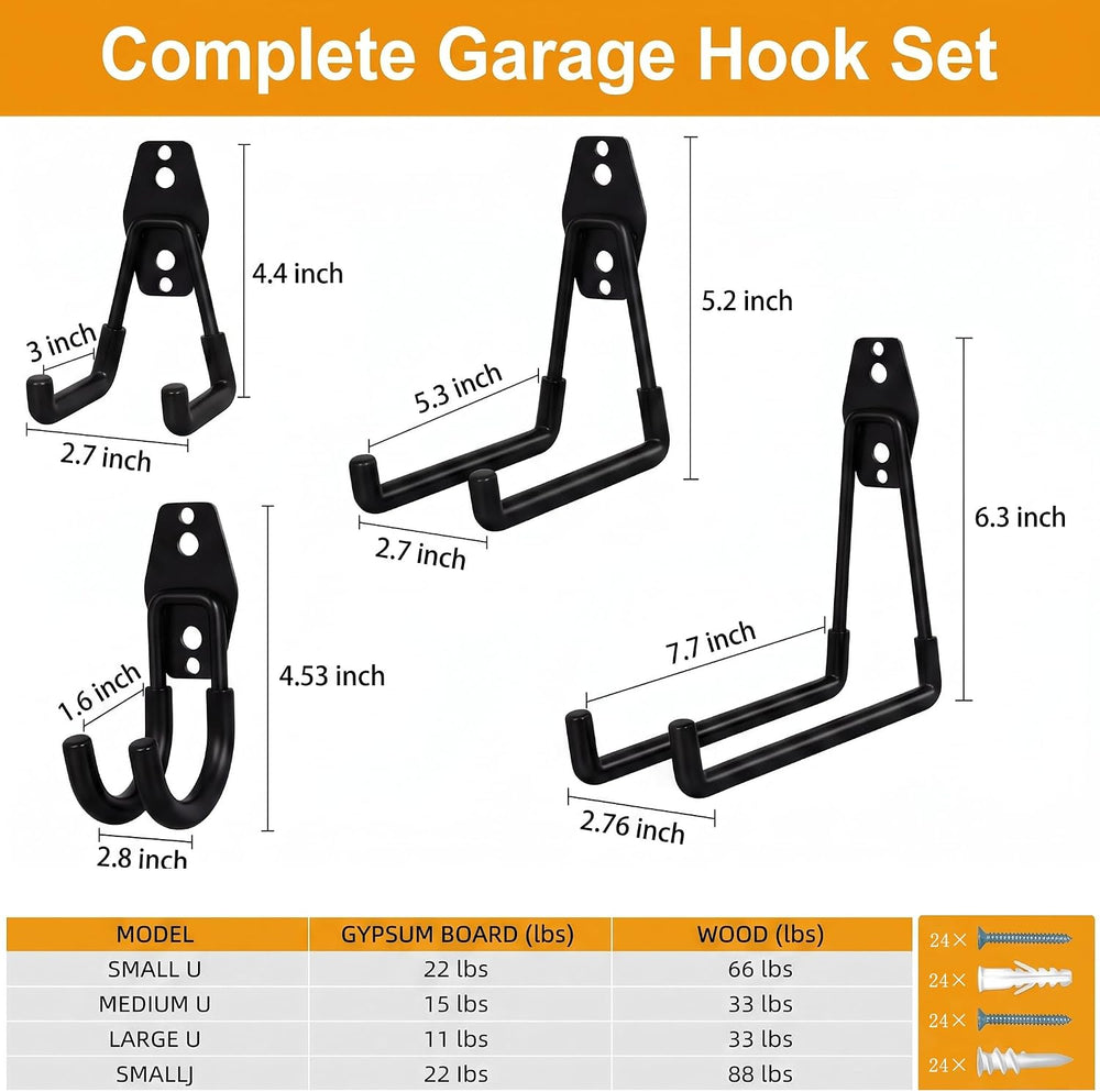 Garage Hooks, 12 Pack Wall Hooks for Hanging Heavy Duty Ladders, Bikes, Tools...