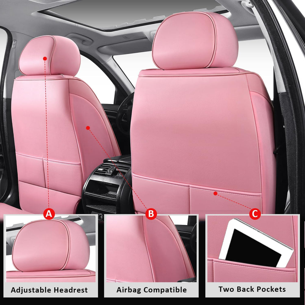 MIROZO Car Seat Covers Full Coverage for SUV Sedan Truck,Pink Full Set