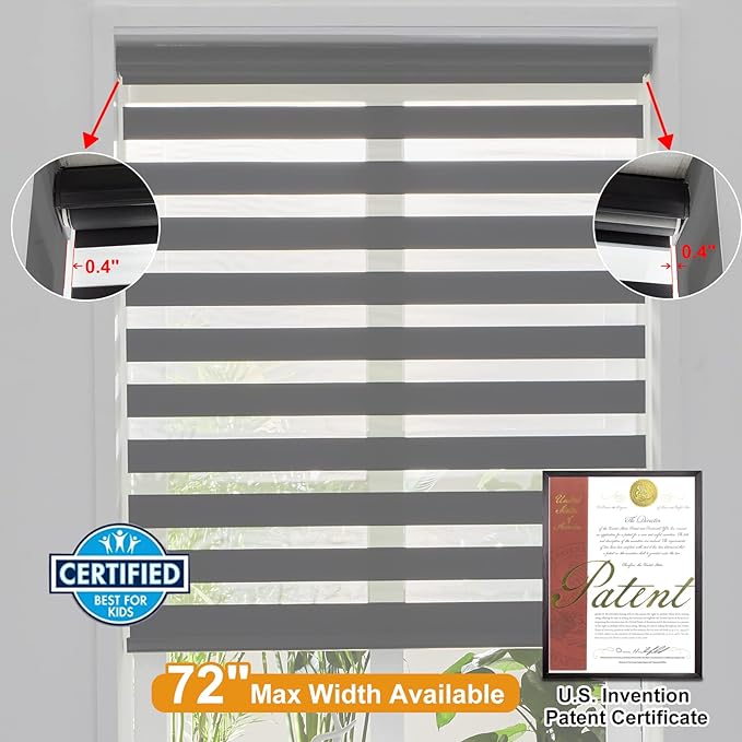 Persilux Cordless Zebra Blinds for Windows Free-Stop Roller Windows Shades Dual
