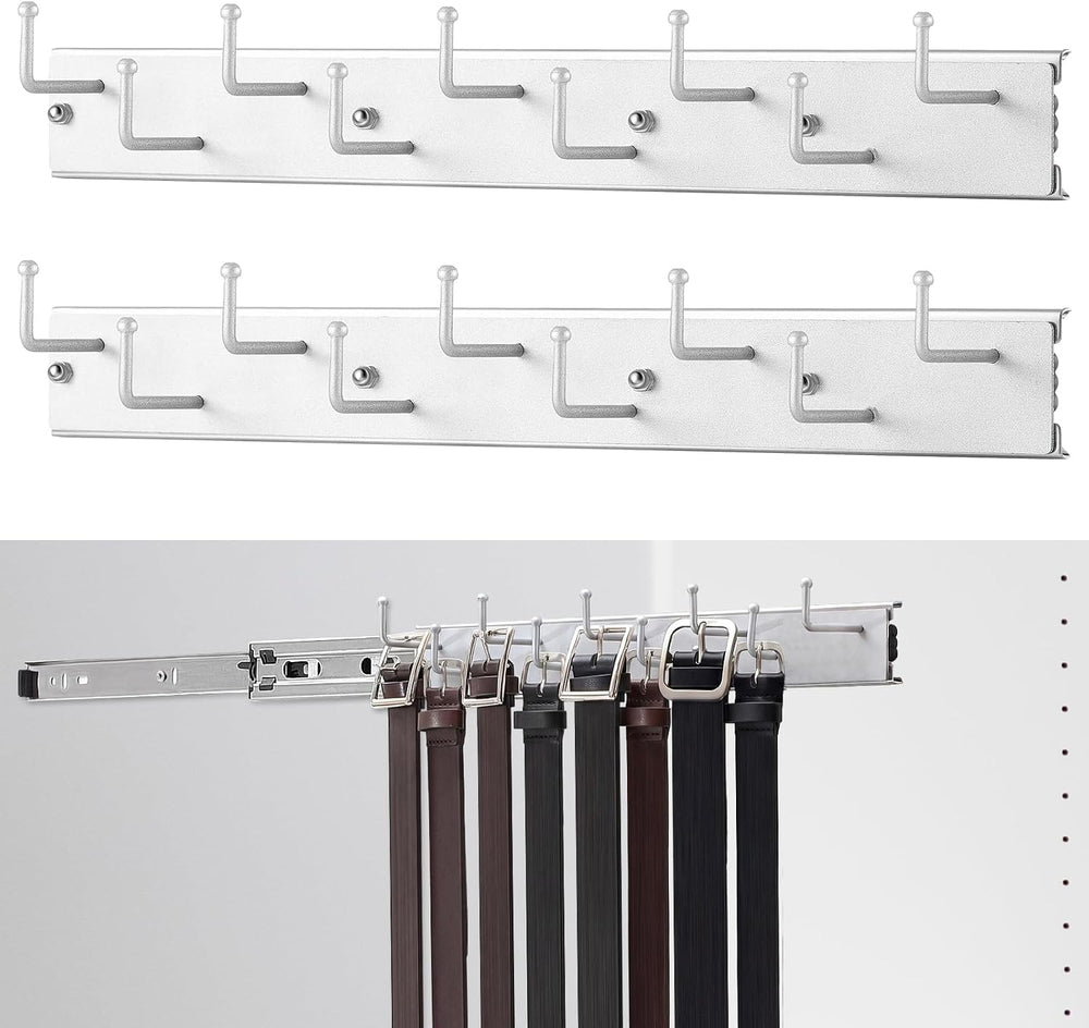 Blulu 2 Pcs 13.8'' Sliding Tie Rack Hangers for Closet, 9 Tie Each, S...