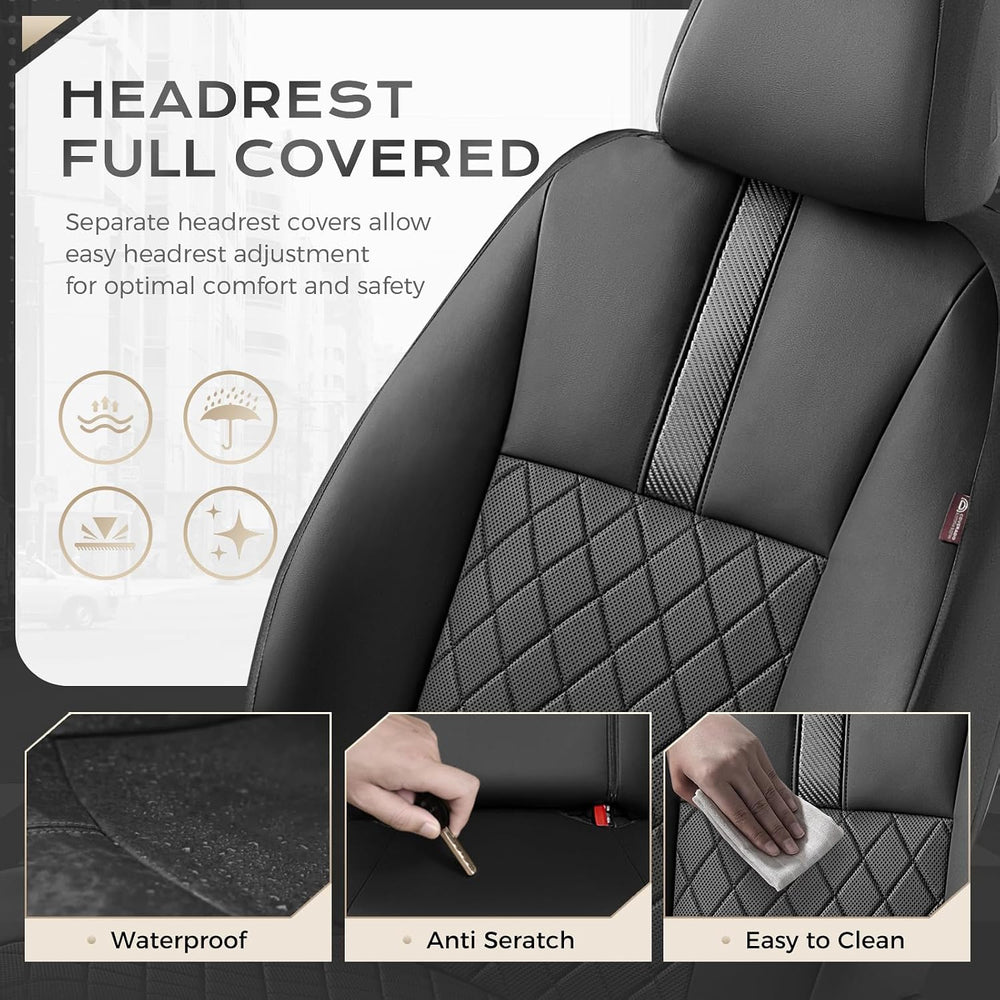 Coverado Car Seat Covers Full Set, Automotive Leather Seat Covers for Car,Uni...