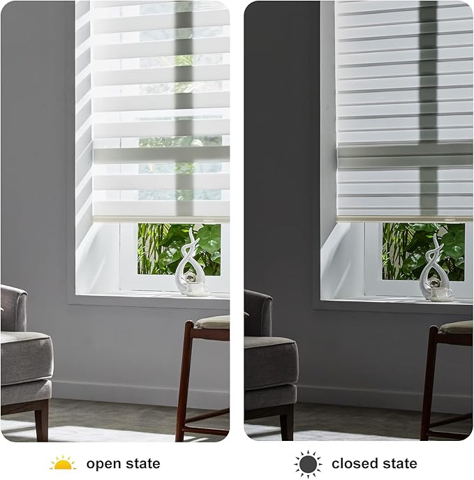 Persilux Cordless Zebra Blinds for Windows Free-Stop Dual Layer Roller Windows