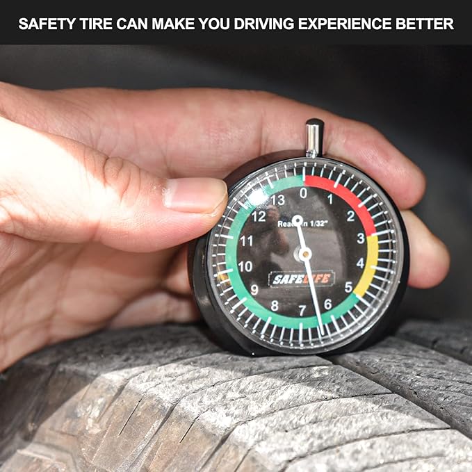 SAFELIFE Tire Tread Depth Gauge, 10 Pack Dial Type Tire Tread Depth Gauge
