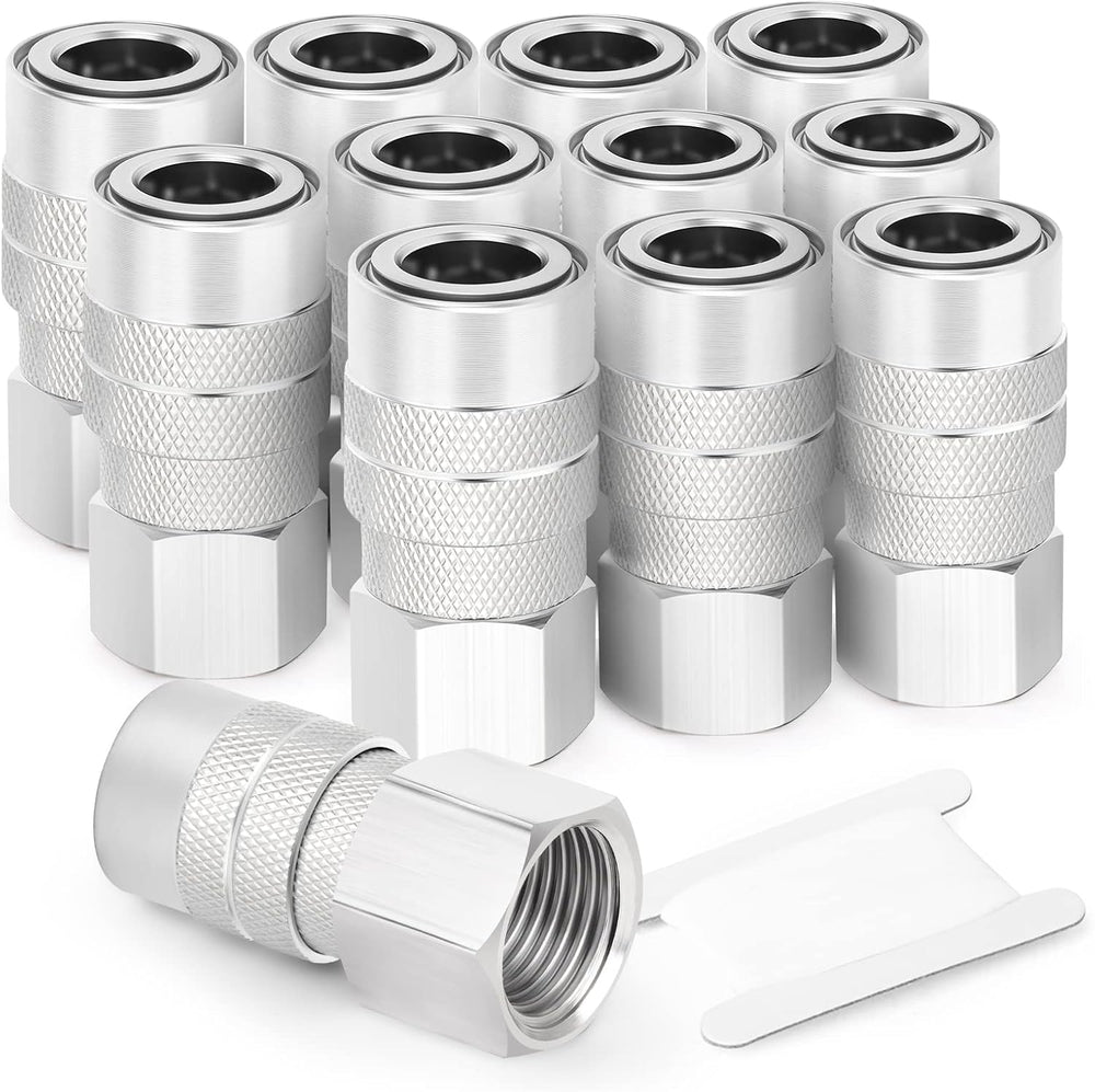 GASHER 12PCS 3/8-Inch Female Industrial Coupler,1/4 Basic Flow Quick Connect ...