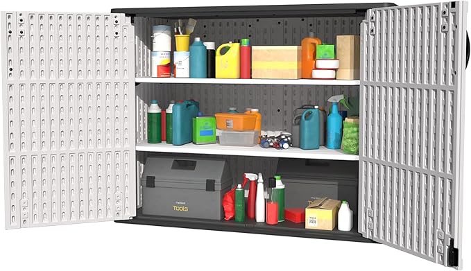 Patiowell 26 Cu.ft Plastic Outdoor Storage Shed w/o Shelf, Lockable Waterproof