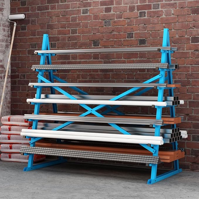 Yeeoy Steel Horizontal Storage Rack, 7 Tier Detachable Lumber Storage Rack