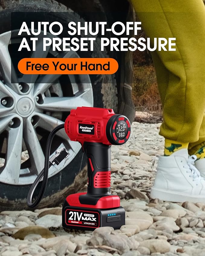 Cordless Tire Inflator Portable Air Compressor, 160PSI Car Tire Air Pump