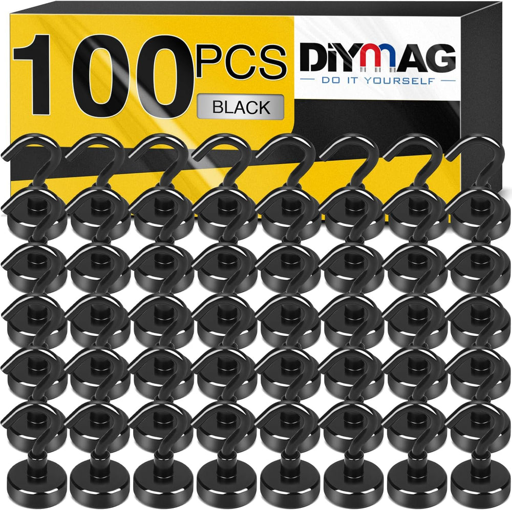 DIYMAG Magnetic Hooks, 30Lbs Strong Heavy Duty Cruise Magnet S-Hooks (100pcs)