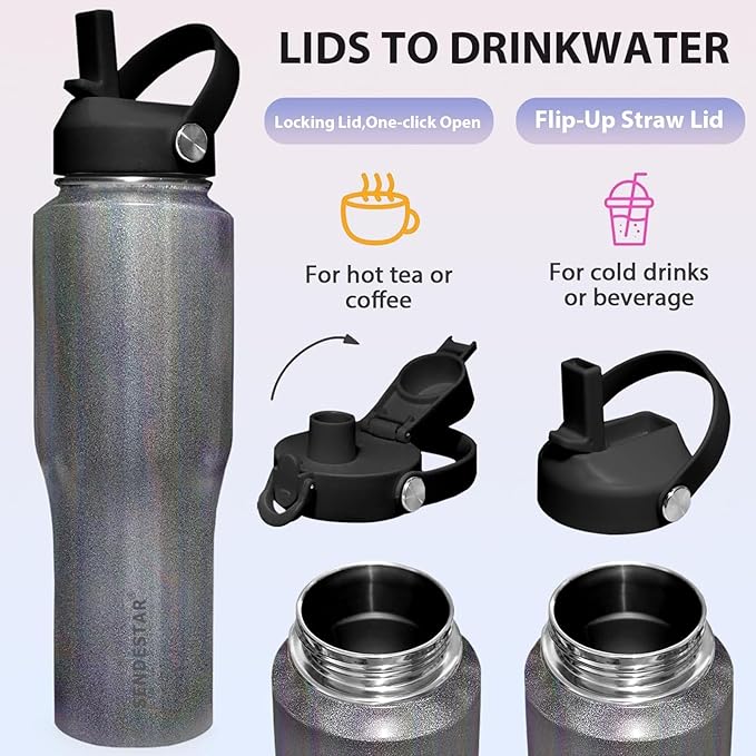 SENDESTAR 40oz Stainless Steel Water Bottle, Double Wall Vacuum Insulated Bottle