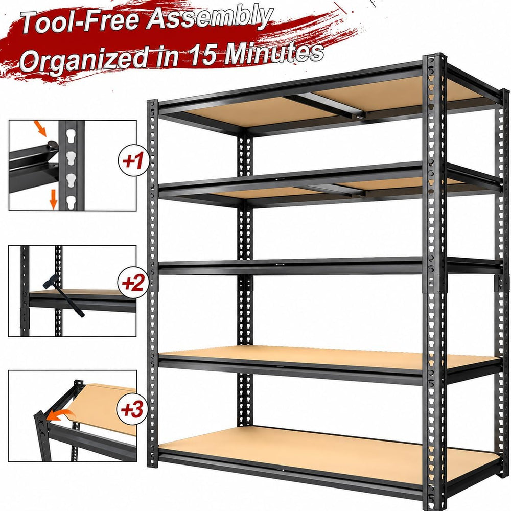 Garage Shelving,5-Tier Adjustable Storage Shelves,3080LBS Capacity Heavy Duty...