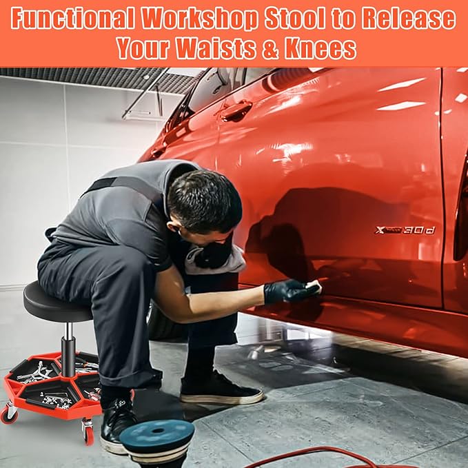 Adjustable Mechanic Rolling Stool, Pneumatic Rolling Stool