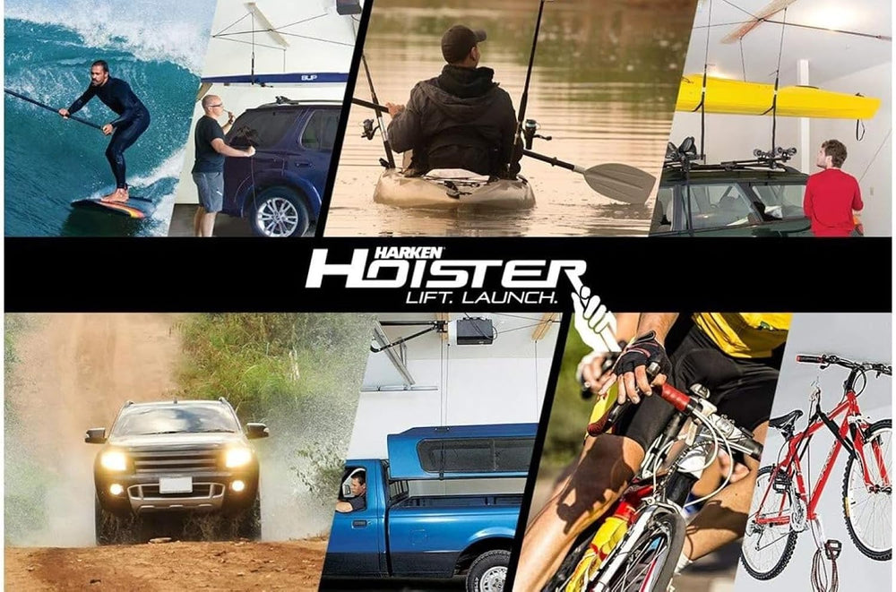 HARKEN Hoister Ceiling Mounted Garage Storage Pulley System for Cargo, Roofto...