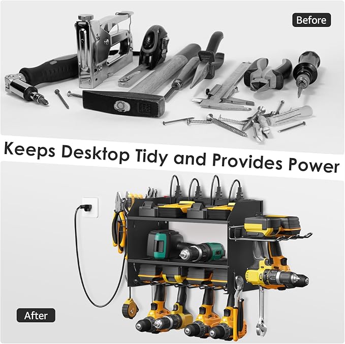 CCCEI Modular Power Tool Organizer Wall Mount Charging Station, Garage Drill