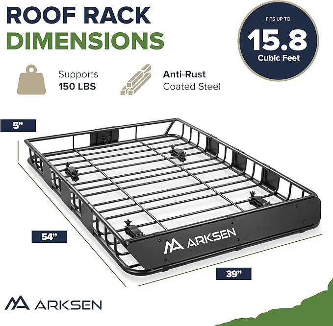 ARKSEN 54 x 39 x 5 Inch Upgrade Universal Roof Rack