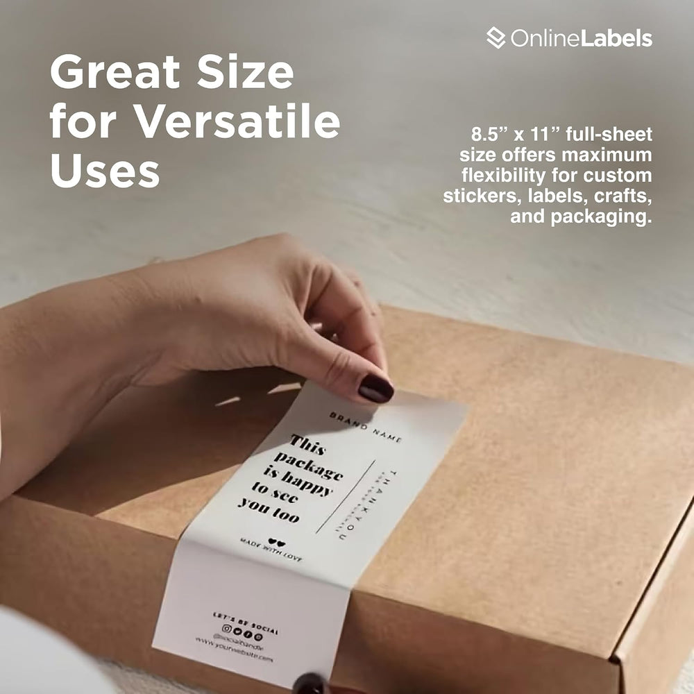 OnlineLabels 8.5" x 11" Sticker Paper - Weatherproof Matte - 100 Sh...