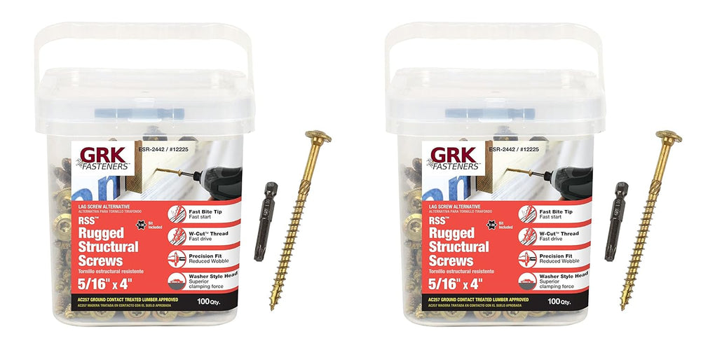 GRK 12225 5/16x4 Star Drive Washer Head Climatek Coated Steel RSS Rugged Stru...