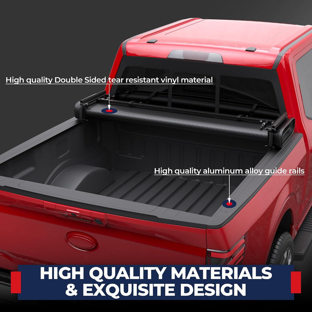 MOSTPLUS 5.5FT Quad Fold Soft Truck Bed Tonneau Cover On Top Compatible for F...