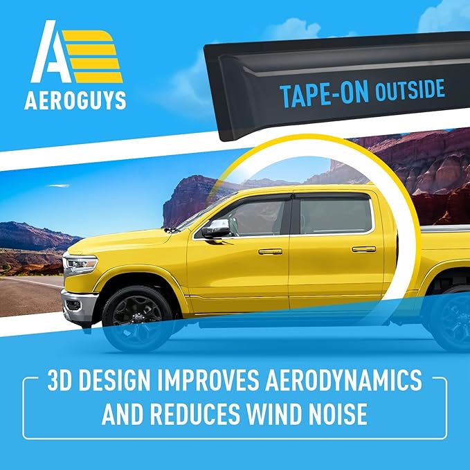 Extra Durable Window Deflectors Tape-On Window Visors Rain Guards Fit (4pcs)