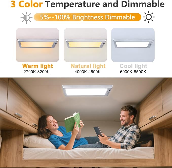 8 Pack RV Lights Interior, 3 Color RV LED Super Bright Fixture, 12V RV Ceiling