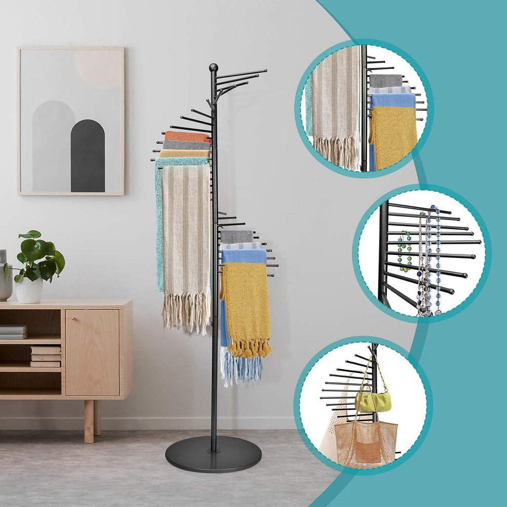 Scarf Rack Freestanding Metal Scarf Display Stand Spiral Hijab Organizer