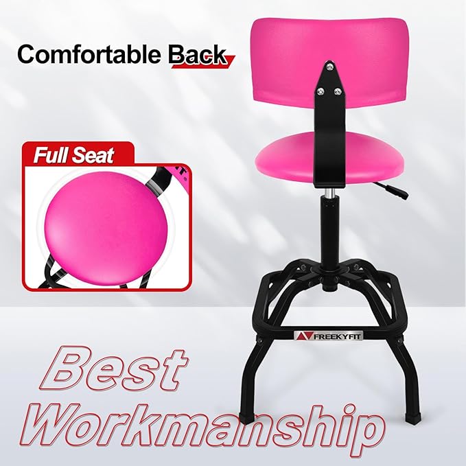Shop Stool with Backrest, Mechanic Garage Stool