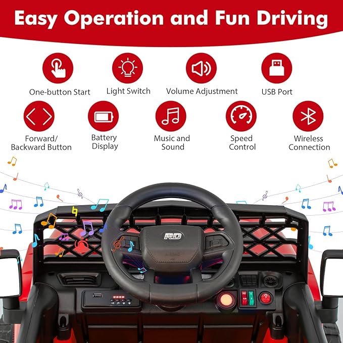 Costzon Kids Ride On Truck, 12V Battery Powered Electric Vehicles w/Remote