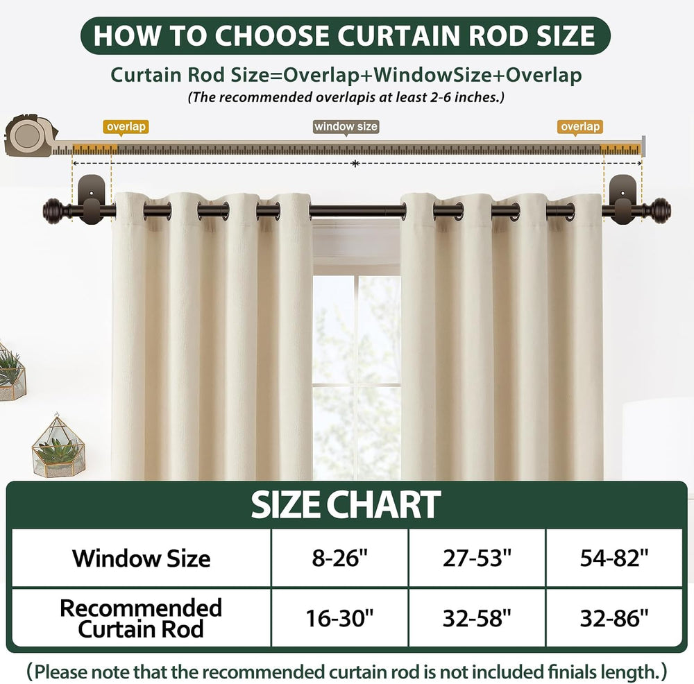KAMANINA No Drill Curtain Rods 2 Pack 32-58", 3M Adhesive Brackets, Bronze