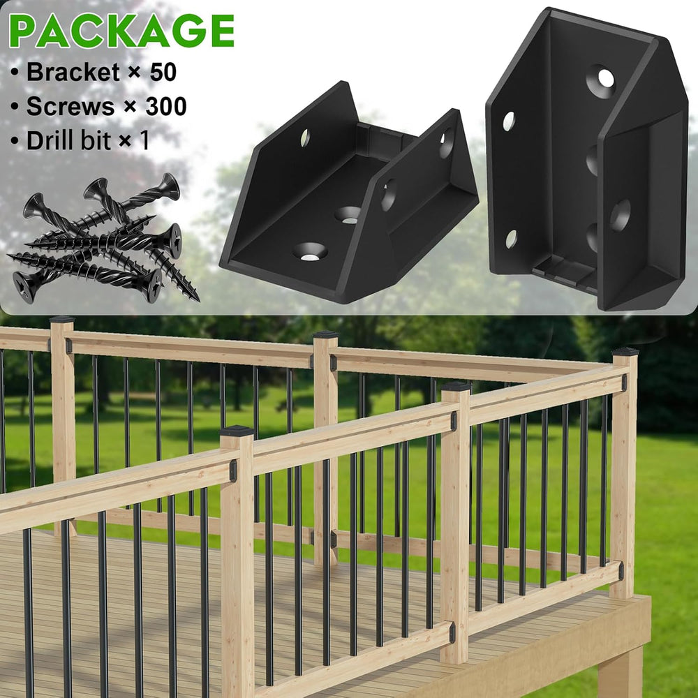 50 Pcs Heavy Duty ADC-12 Aluminum Deck Railing Brackets for 2x4 (Actual 1 ½&q...