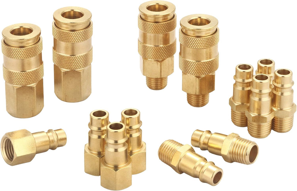 Brass 1/4 Inch NPT High Flow Air Coupler and Plug Kit