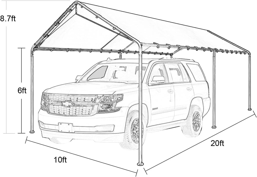 10'x20' Carport Heavy Duty Galvanized Car Canopy with Included Anchor...
