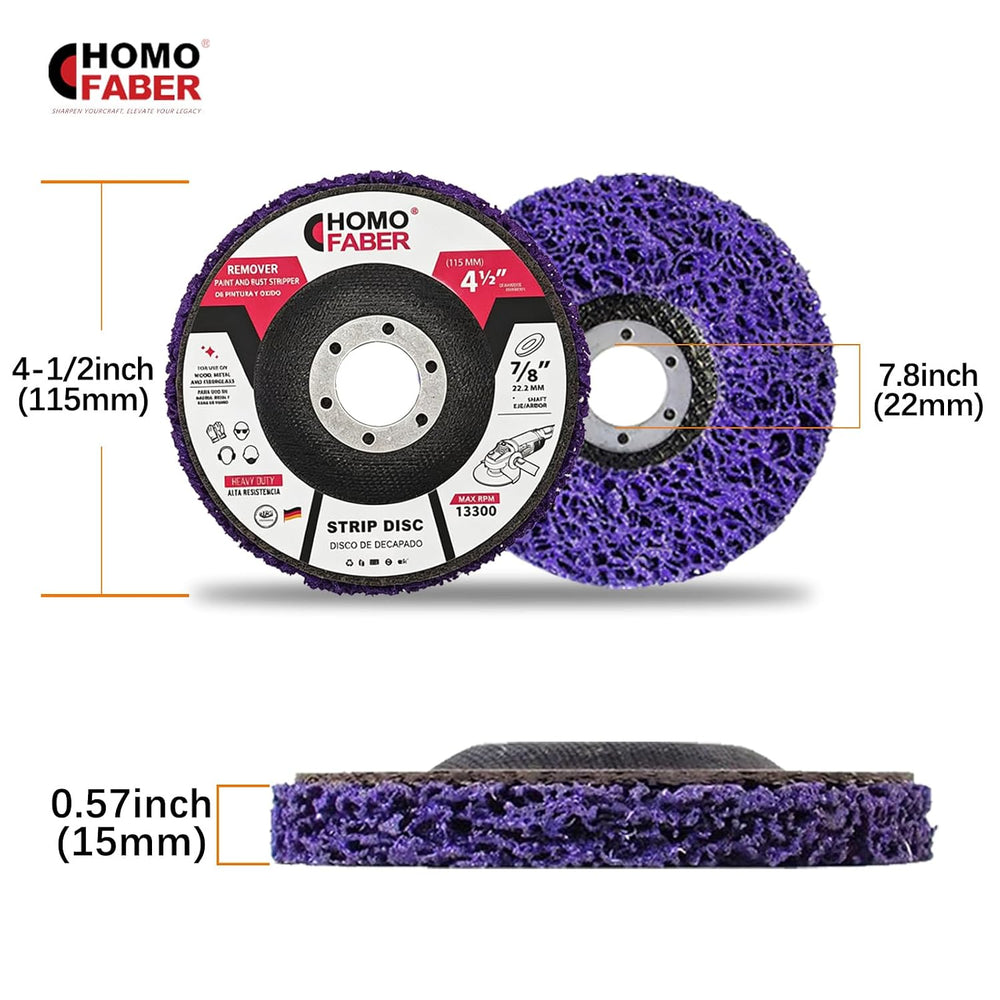HOMO FABER Strip Discs for Angle Grinder, 12 Pack 4-1/2" x 7/8" Paint