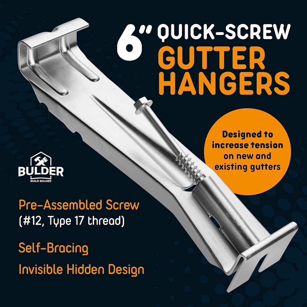 Quick Screw 6 Inch Gutter Hangers - 10 Pack - Gutter Brackets 6 Inch with Bon...