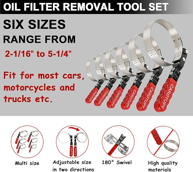 9pcs Oil Filter Wrench Set, Adjustable Oil Filter Removal Tool From 1-3/4&quo...