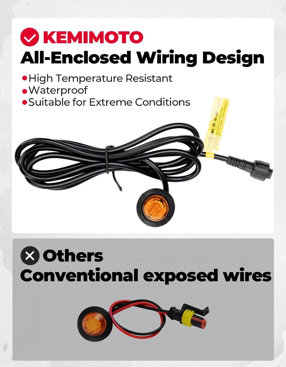 KEMIMOTO UTV Turn Signal Kit with 110D Horn, Plug and Play UTV ATV Blinker wi...