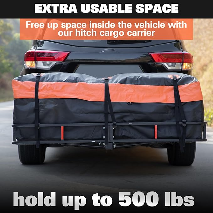 WEIZE Folding Hitch Mount Cargo Carrier Basket 60" x 20" x 6"