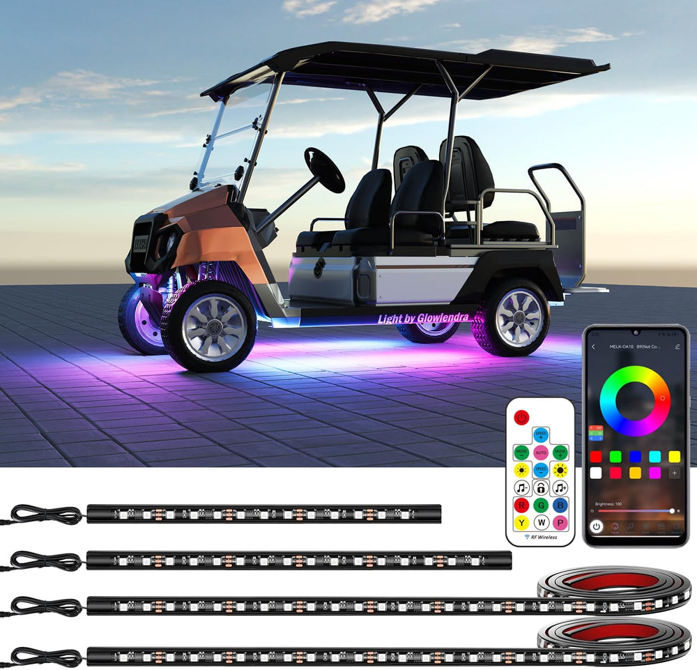 4PCS Golf Cart Underglow LED Light Kit with Built-in 12V-80V Voltage Reducer,...