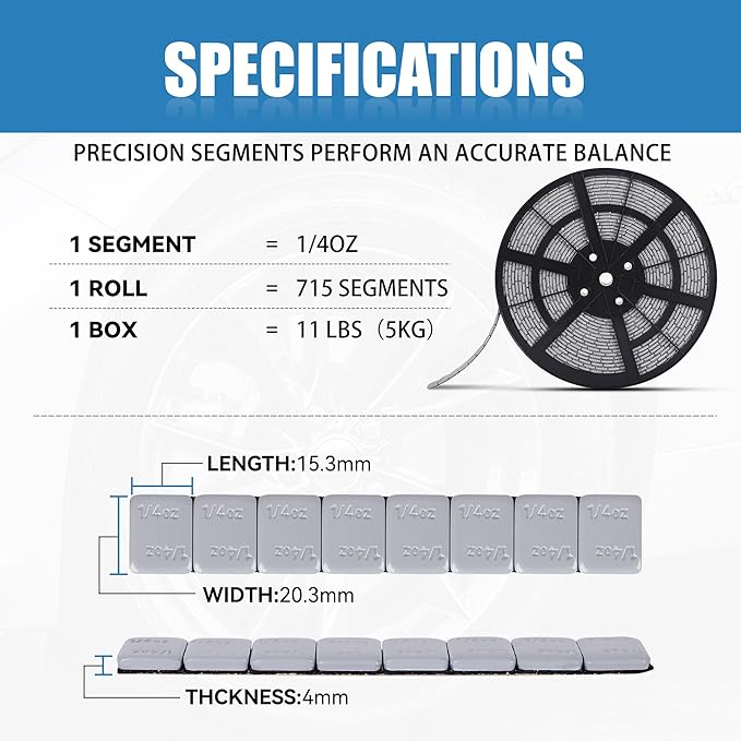 0.25 Oz Gray Adhesive Wheel Weights(715pcs, 11lbs/5kg), 1/4 Oz Stick on Wheel