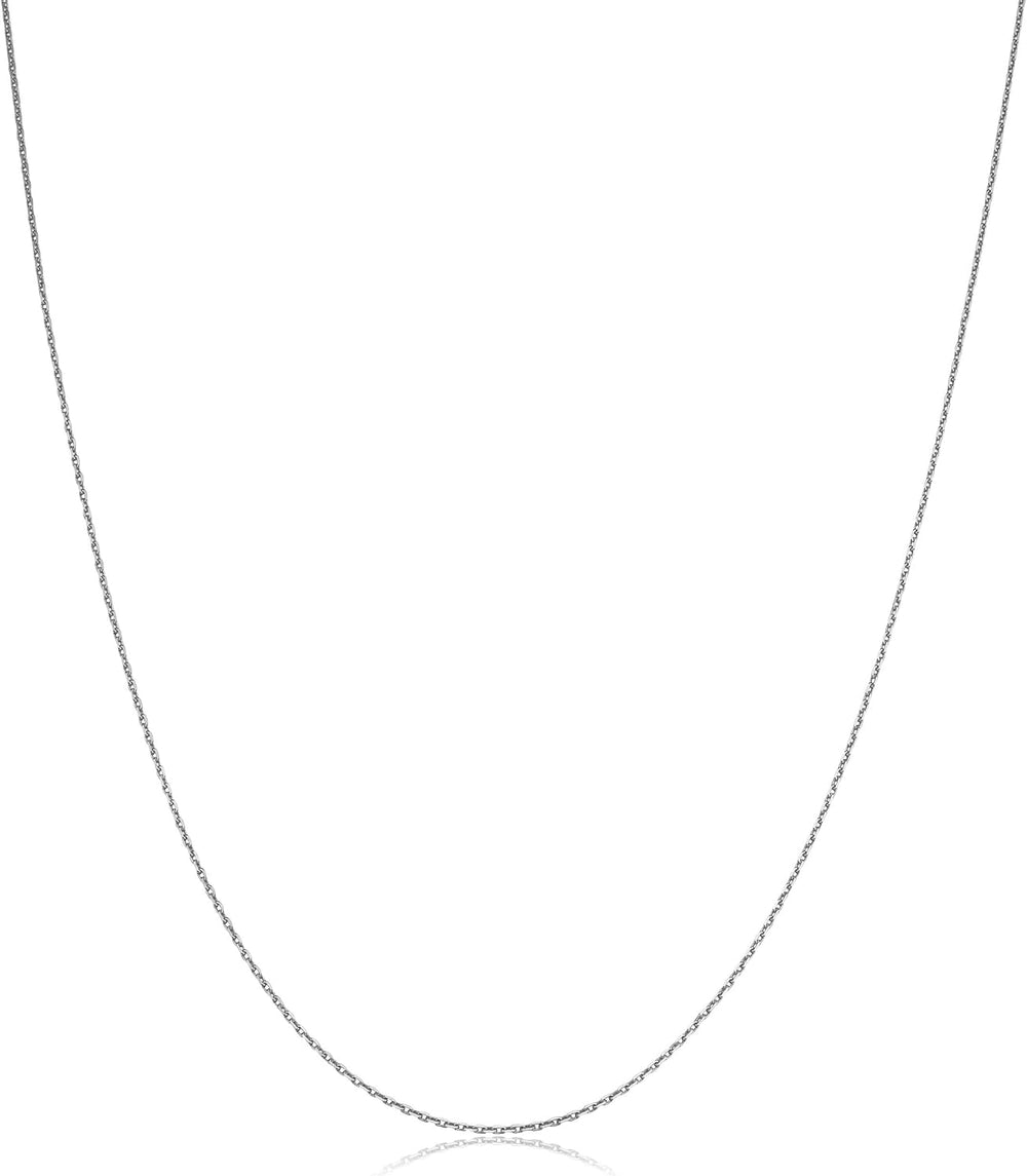 Kooljewelry 14k White Gold 0.6 mm Diamond-cut Cable Chain Necklace